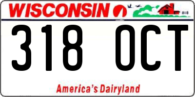 WI license plate 318OCT