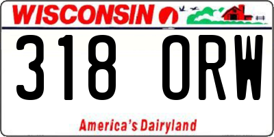 WI license plate 318ORW