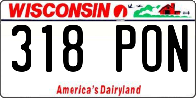 WI license plate 318PON