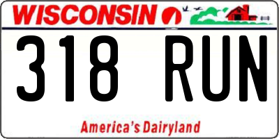 WI license plate 318RUN