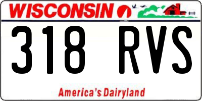 WI license plate 318RVS