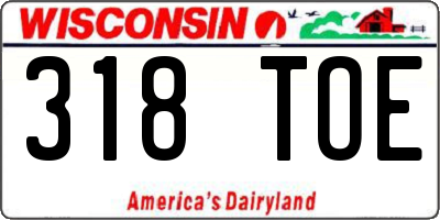WI license plate 318TOE