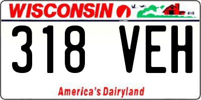 WI license plate 318VEH