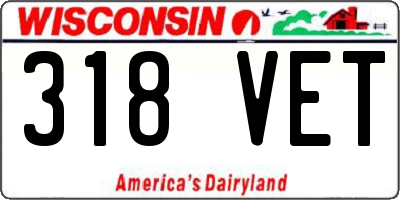WI license plate 318VET