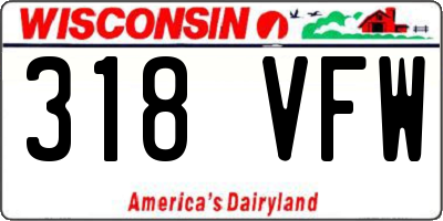 WI license plate 318VFW