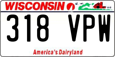 WI license plate 318VPW