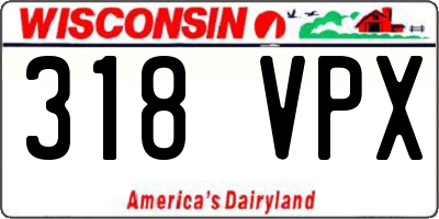 WI license plate 318VPX