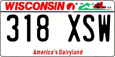 WI license plate 318XSW