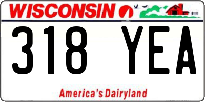 WI license plate 318YEA