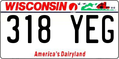WI license plate 318YEG