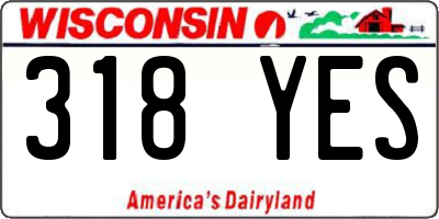 WI license plate 318YES