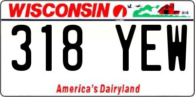 WI license plate 318YEW