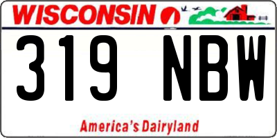 WI license plate 319NBW
