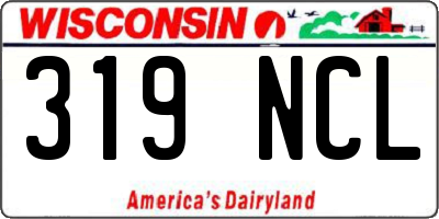 WI license plate 319NCL