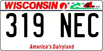 WI license plate 319NEC