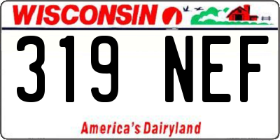 WI license plate 319NEF