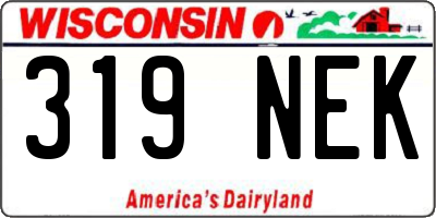 WI license plate 319NEK