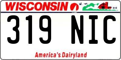 WI license plate 319NIC