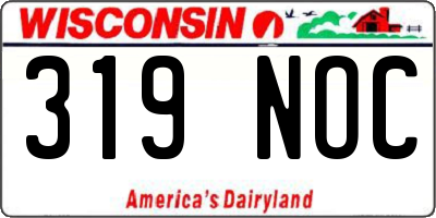 WI license plate 319NOC