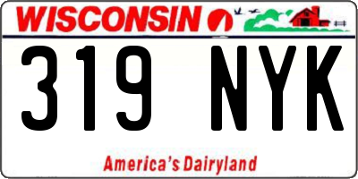 WI license plate 319NYK