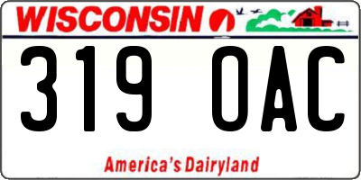 WI license plate 319OAC
