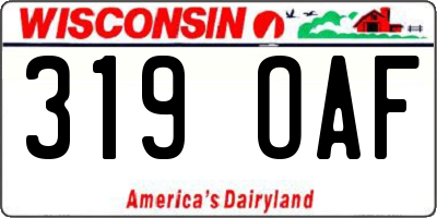 WI license plate 319OAF