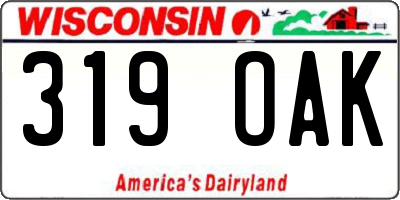 WI license plate 319OAK