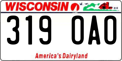 WI license plate 319OAO