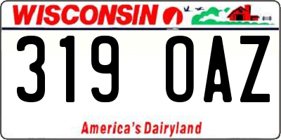 WI license plate 319OAZ