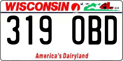 WI license plate 319OBD