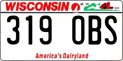 WI license plate 319OBS