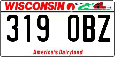 WI license plate 319OBZ