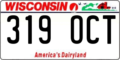 WI license plate 319OCT