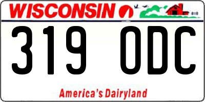 WI license plate 319ODC