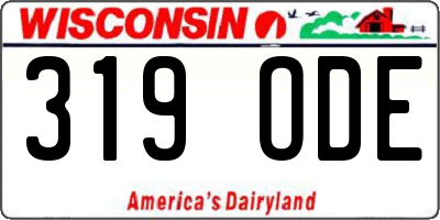 WI license plate 319ODE