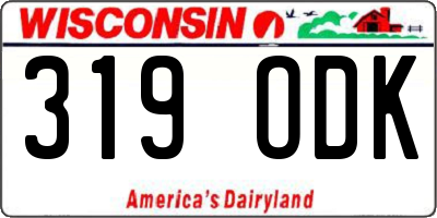 WI license plate 319ODK