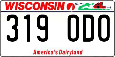 WI license plate 319ODO