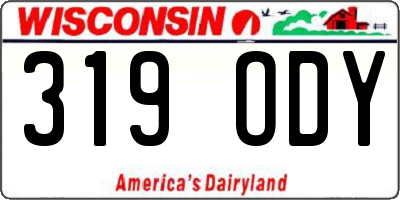 WI license plate 319ODY