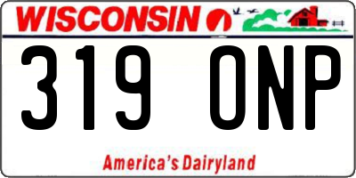 WI license plate 319ONP