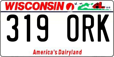 WI license plate 319ORK