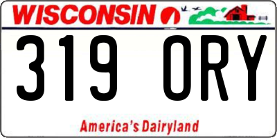 WI license plate 319ORY