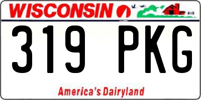 WI license plate 319PKG