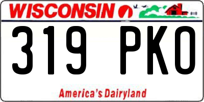 WI license plate 319PKO