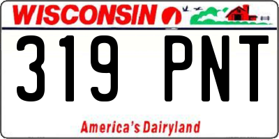 WI license plate 319PNT