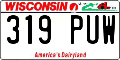 WI license plate 319PUW