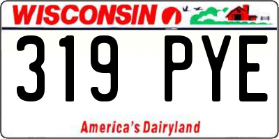 WI license plate 319PYE