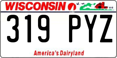 WI license plate 319PYZ