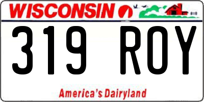 WI license plate 319ROY