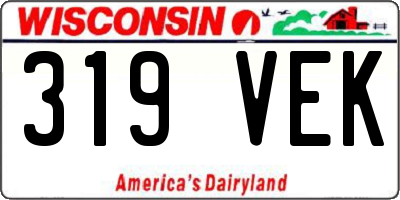 WI license plate 319VEK