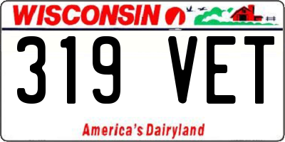 WI license plate 319VET
